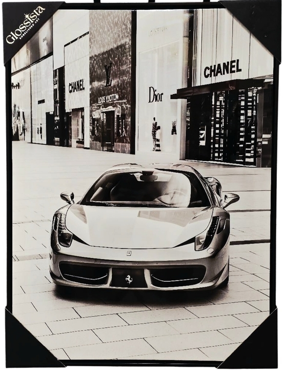 Glossista Embelished Art Other - Glossista Embelished Art Luxury Haute Spots Ferrari Street Scene Framed Wall Dec